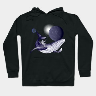 space blue whale 3 Hoodie